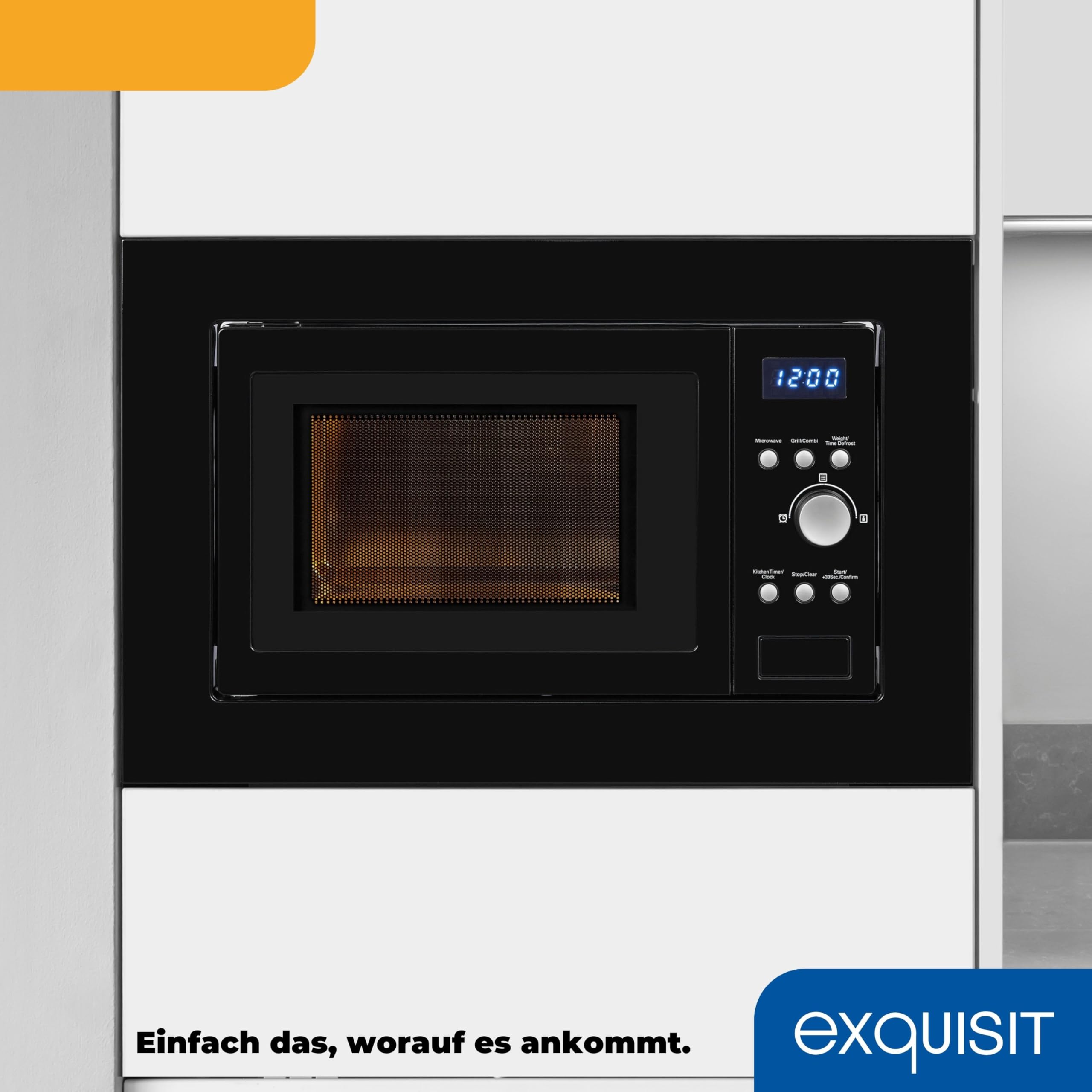 Exquisit Kuchenka mikrofalowa do zabudowy EMW 1770-G-D-030 czarna | 700 W | 1000 W funkcja grillowania | timer