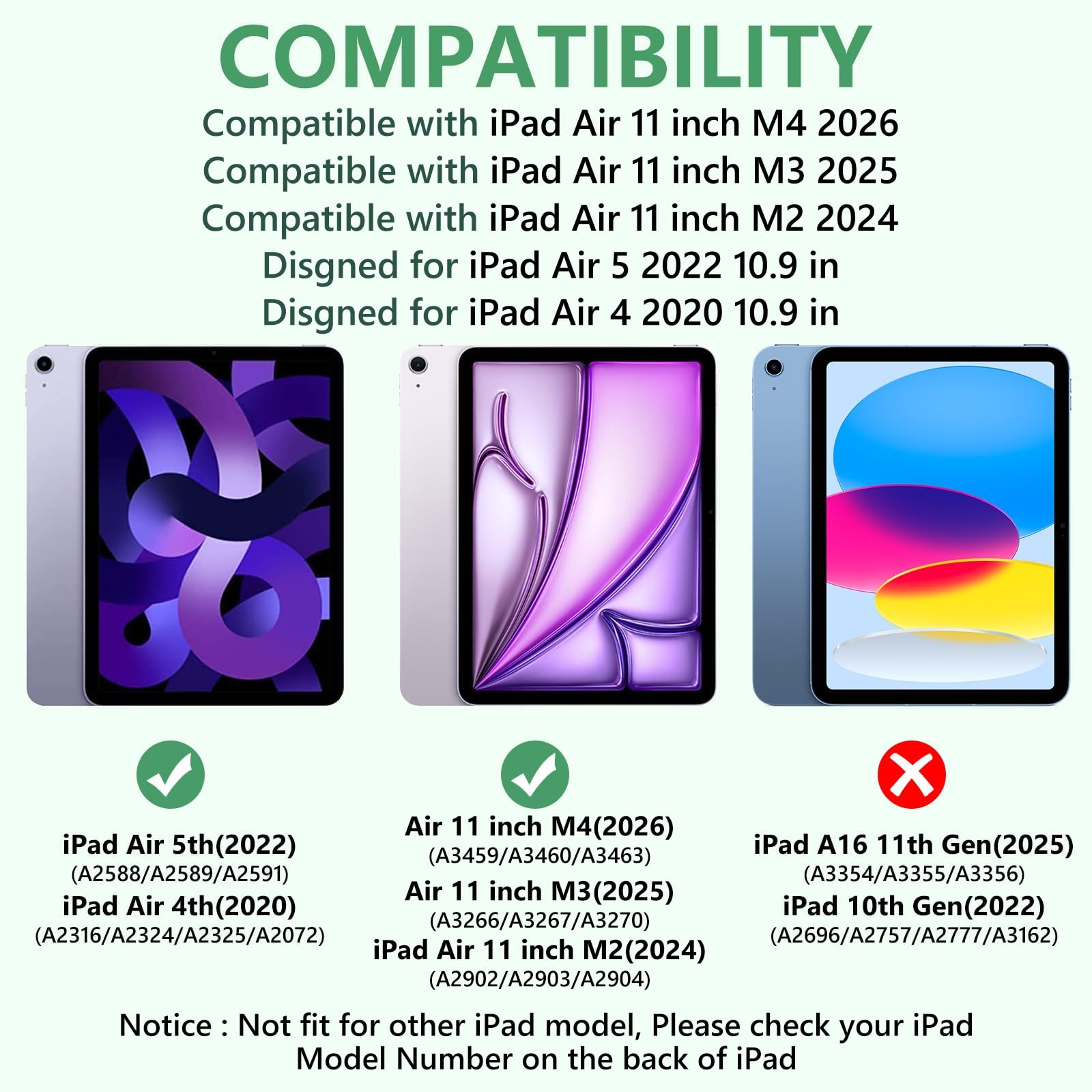 TaIYanG - Funda para iPad Air de 11 pulgadas con teclado 2024, para iPad Air de 5ª generación con teclado, funda desmontable para teclado Bluetooth, funda con soporte para iPad Air de 11 pulgadas,