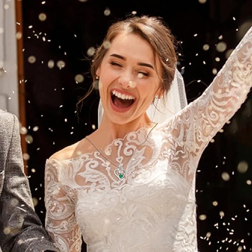 Miniatura 3 de Collar de plata de ley 925 con piedra natal de ópalo de fuego con circonita cúbica 3A grabada con dije "I Love You Always & Forever", regalo de