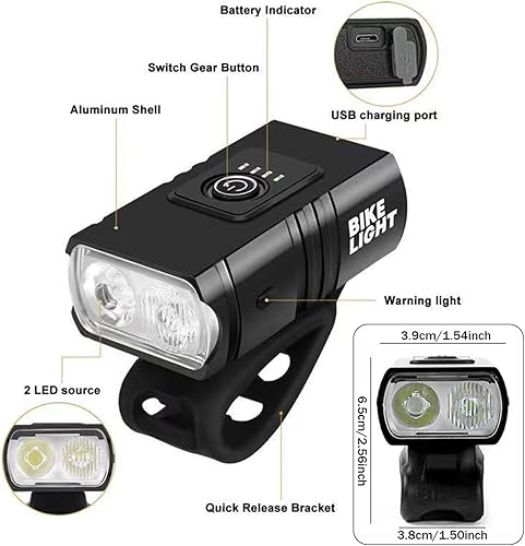 Miniatura 4 de Luces de bicicleta, faro de bicicleta impermeable de 1000 lúmenes con 6 modos de luz, luz frontal antideslizante con correa ajustable, recargable