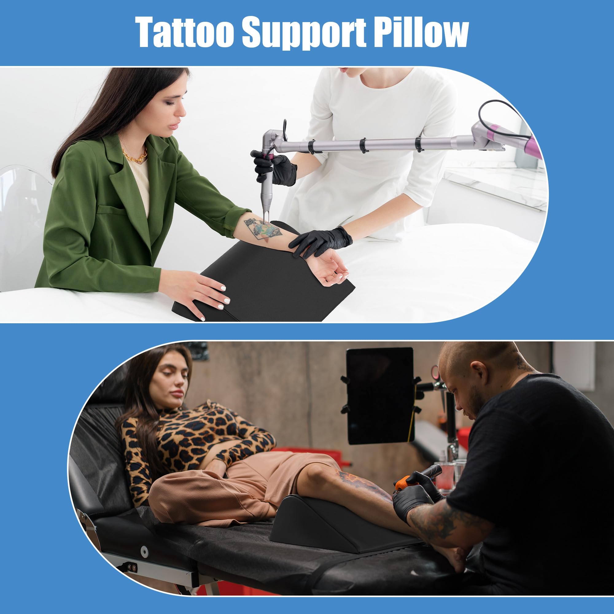 HOMBYS Almohada de cuña para piernas, almohada de cuña de rodilla para mesa de masaje, refuerzos de masaje triangulares para debajo de las piernas, almohada de espuma impermeable de piel sintética