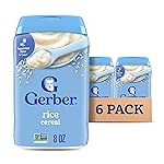 Gerber Stage 1 Baby Food, Baby Rice Cereal, Iron, Zinc & Vitamin B12, Infant Cereal, 6-Pack