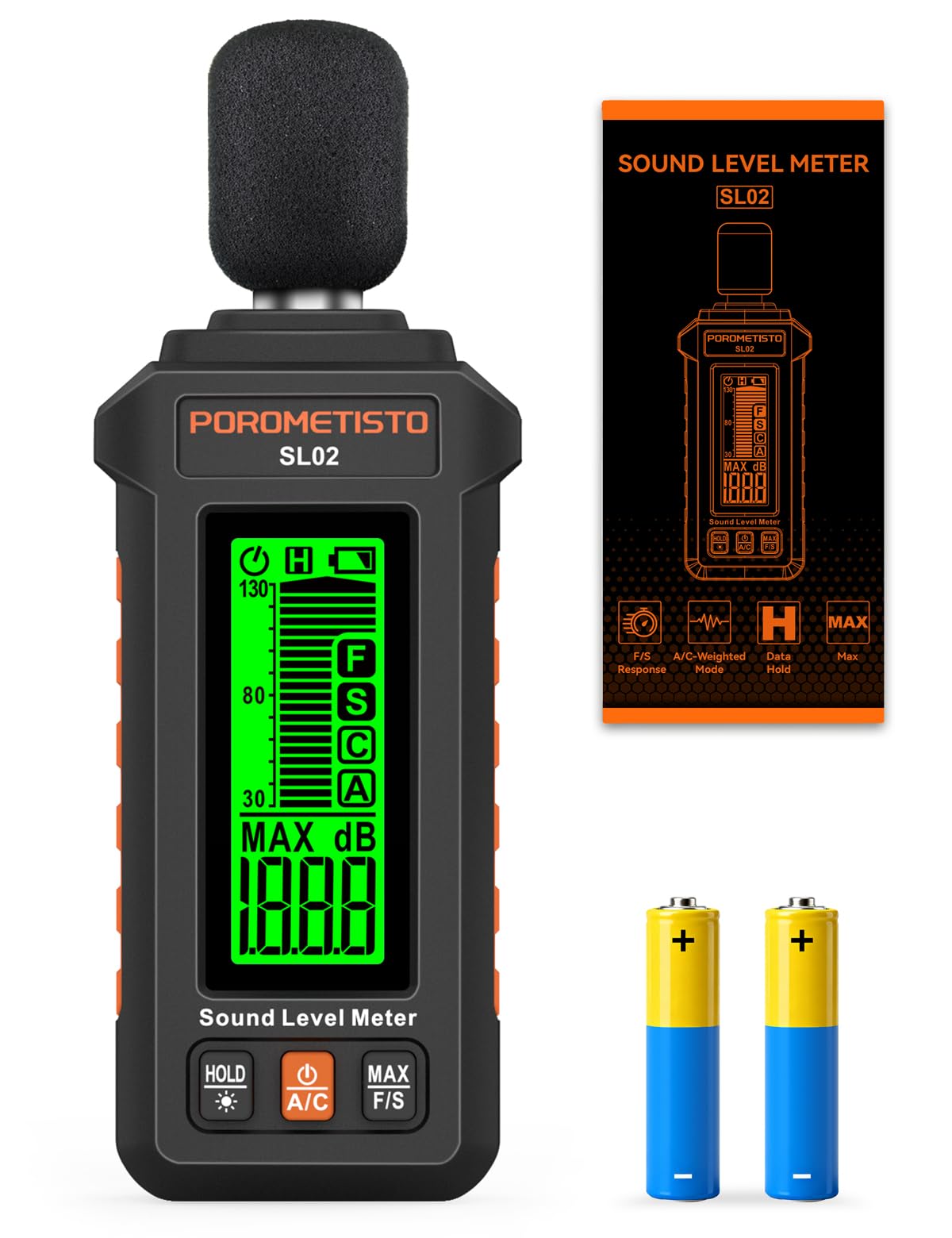 Sound Level Meter, POROMETISTO 30-130dB Noise Decibel Meter with A/C Weighted, ±1.5dB Accuracy, Data Hold, SPL Tester for Home, Factory, Office & Noisy Neighbors-image-18