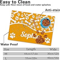 Vista 2 de Alfombrillas personalizadas de piel sintética para comida y agua, antideslizante e impermeable para nombre/foto, tapete personalizado