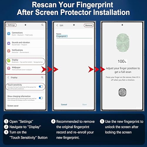 Miniatura 4 de NEEPART Paquete de 3 + 3 protectores de pantalla para Samsung Galaxy S24 Ultra, paquete de 3 protectores de pantalla de vidrio templado + 3