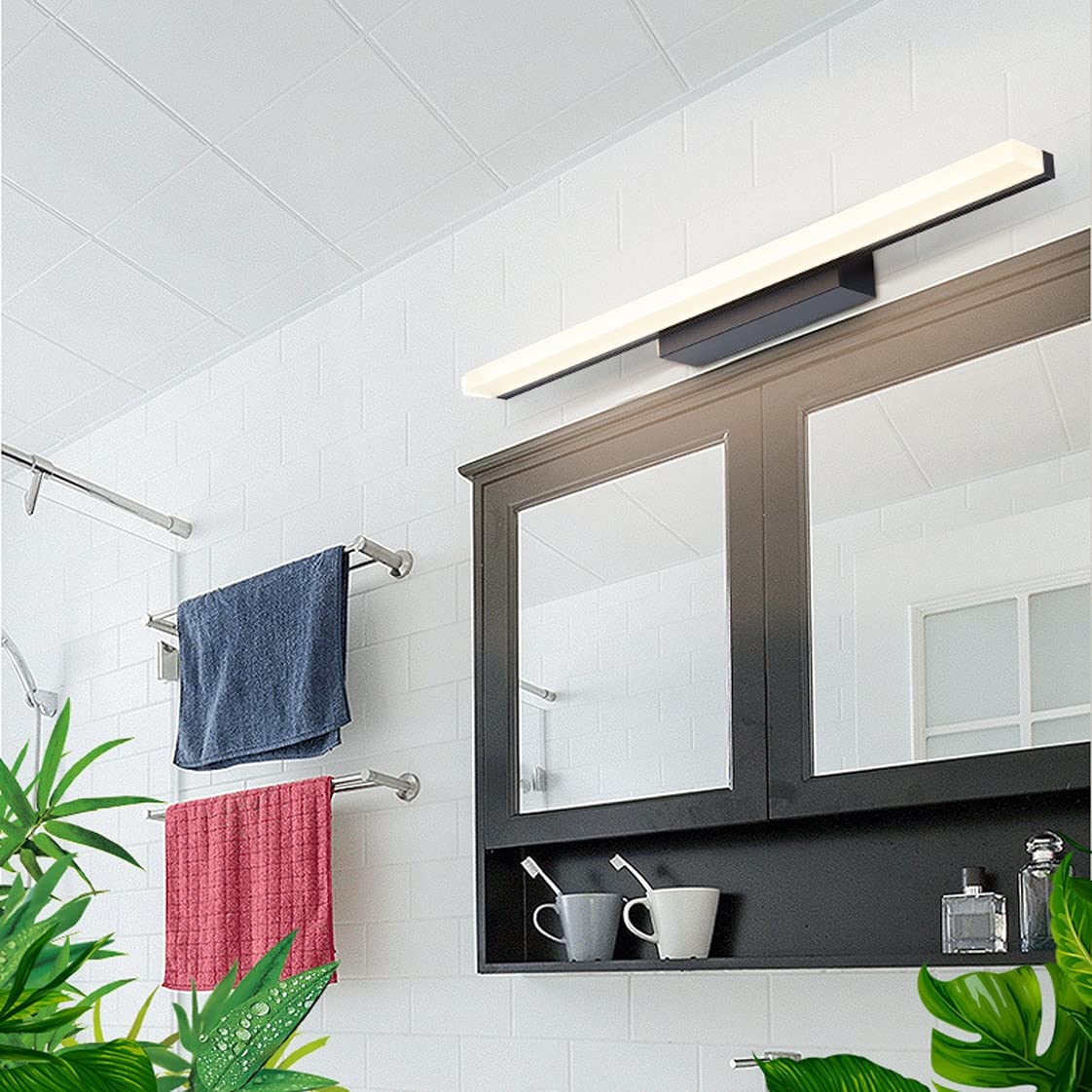 Luce specchio bagno, Lampada specchio per, Lampade parete con interruttore cavo Luce specchio Luci moderne specchio cosmetico in cristallo mobile toeletta, Bianco naturale 4000K