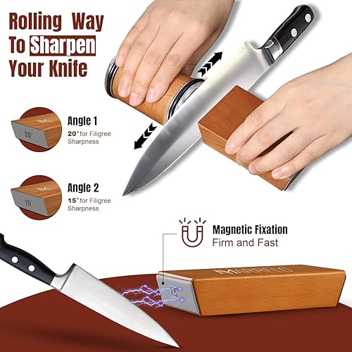 Miniatura 2 de Kit de afilador de cuchillos rodantes, afilador de rodillos de diamante y cerámica con ángulos magnéticos de 1520 para cocina, chef y cuchillos al