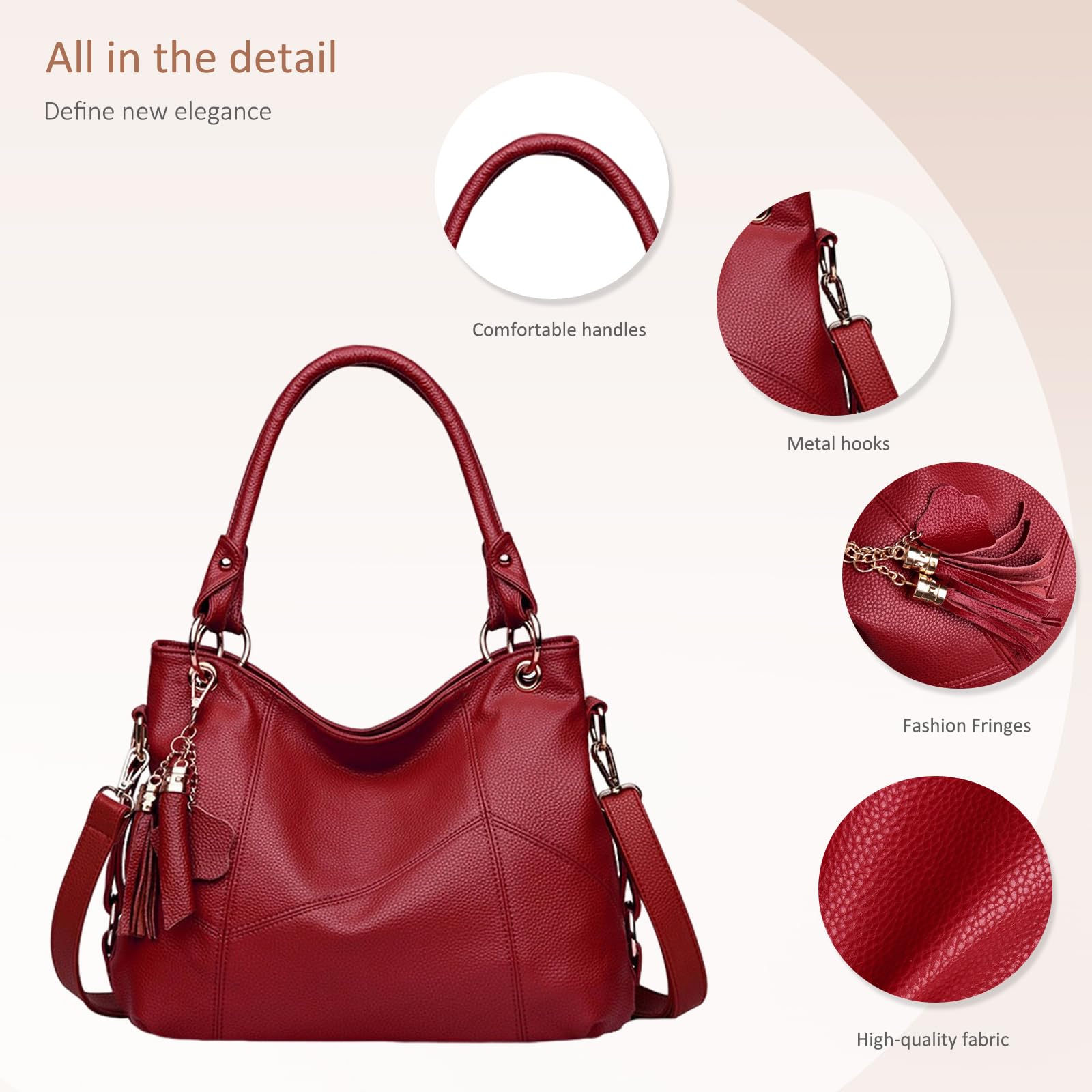 NICOLE & DORIS Damen handtasche Umhängetasche mit großer Kapazität Weiche Ledertasche shopper Neue Designer handtasche Top Griff Taschen mit Quaste