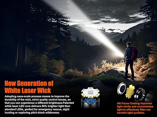 Miniatura 2 de SKYFIRE Linternas LED de alto lúmenes con lente de encendido, luz de flash recargable súper brillante zoomable, 5 modos, impermeable, portátil,