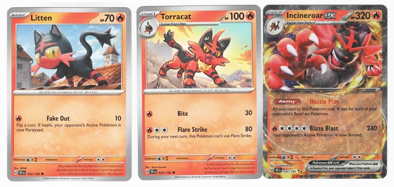 Amazon.com: Incineroar ex 034/162 Pokemon Temporal Forces - 3 Card Set