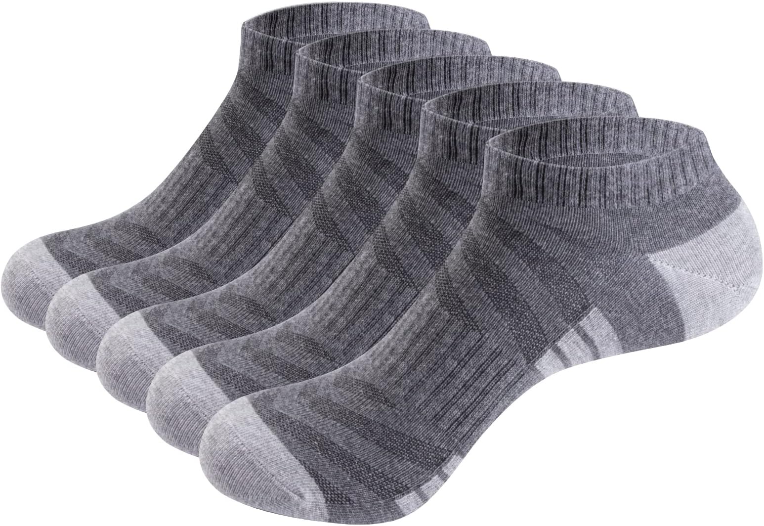 YUEDGE Men's Trainer Socks Moisture Wicking Cotton Ankle Socks Cushioned Athletic Running Socks Sneaker Socks for Male's Size 5-12 5 Pairs/Pack