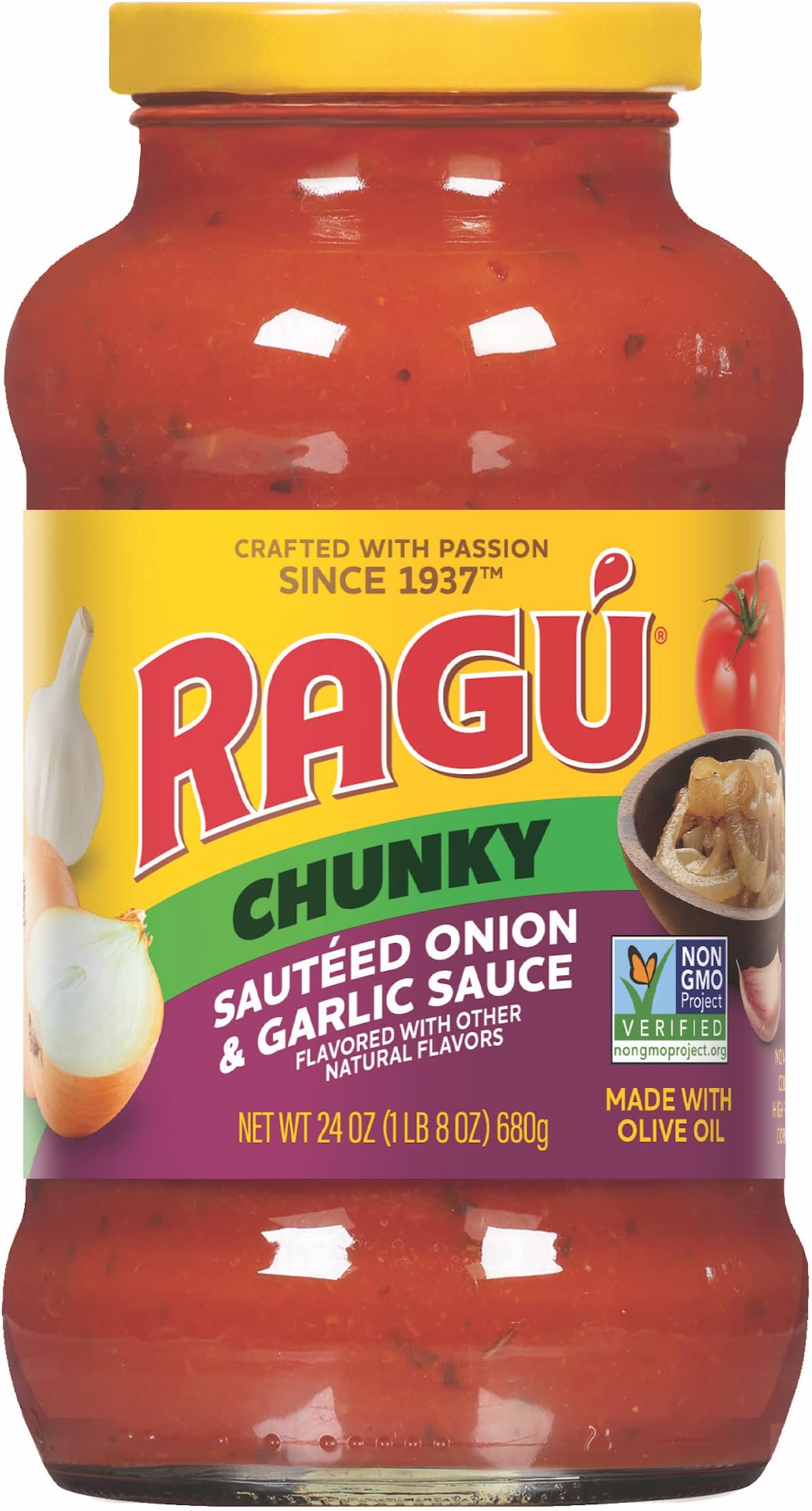 Ragu Chunky Sauteed Onion and Garlic Pasta Sauce with Diced Tomatoes and Italian Herbs and Spices, 24 OZ
