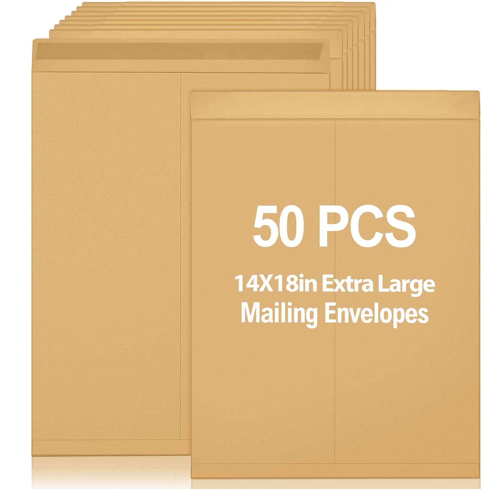 Motipuns 50 Pcs 14'' x 18'' Large Mailing Envelopes 32lb with Gummed Flaps