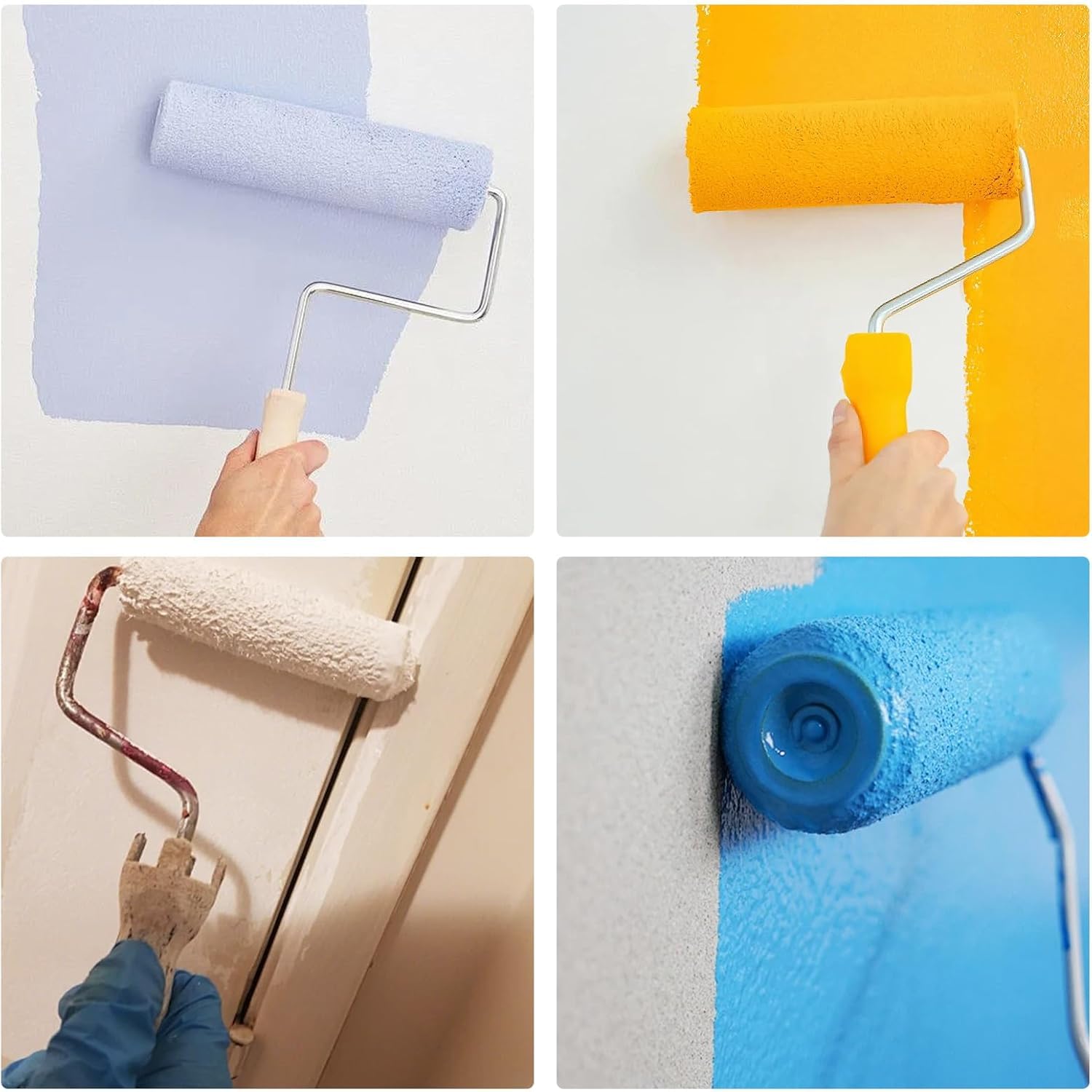 24 cubiertas de rodillo de pintura de poliéster de 9 x 3/8 pulgadas para rodillo de pintura para pintar paredes, techos, suministros de pintura para el hogar (blanco, amarillo)