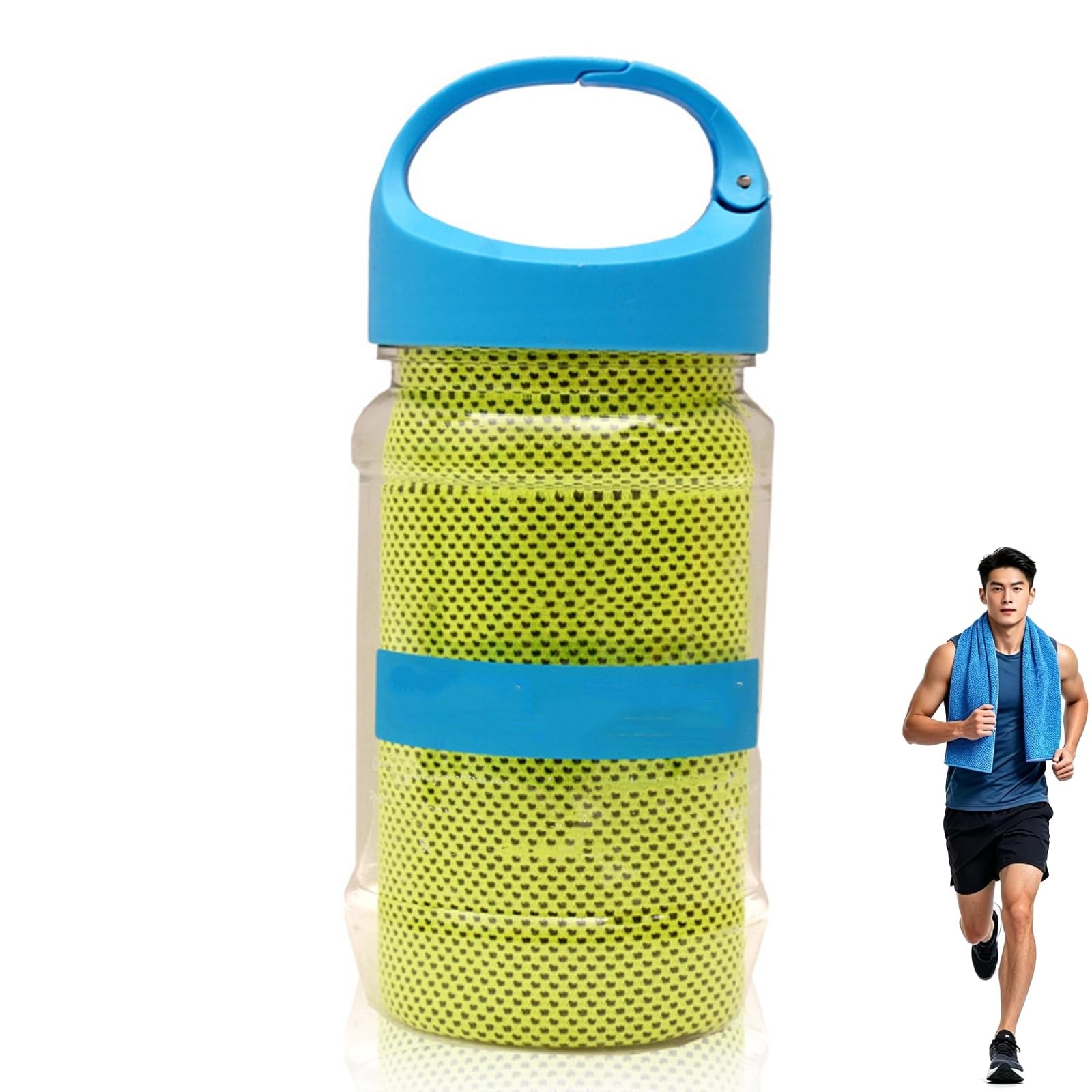 Cooling Towels for Hot Weather, Cooling Bottle Cold Sweat Towel, Quick-Drying Cooling Towels for Neck and Face, Absorbent Cool Towel Bottle Instant Chill Sports Ice Towel for Outdoor Activity (Green)