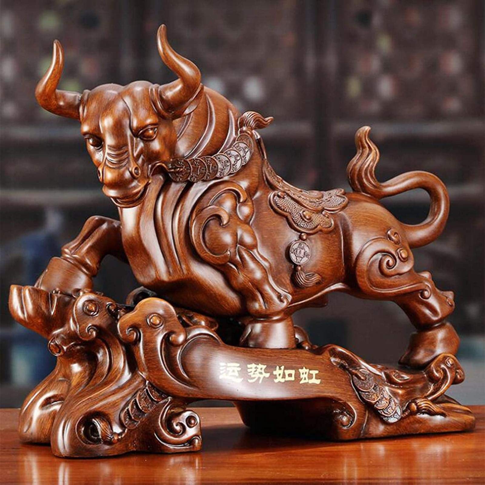 Amazon.co.jp: 中国の彫像収集可能な風水中国の干支の牛の置物の装飾