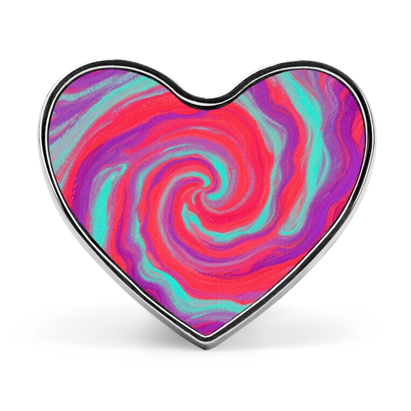 Red - Purple Vortex Island Corals Lapel Pin - Heart Shape Brooch Pins for Men & Women Suit Accessories, 1" Lightweight Enamel Lapel Pins Buttons for Backpacks, Hats, Bags, Lanyards