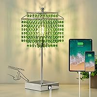 Vista 14 de Luvkczc Lámpara de mesa táctil de cristal, lámparas de noche con puertos USB C+A, lámpara dorada para dormitorio, lámpara regulable con pantalla