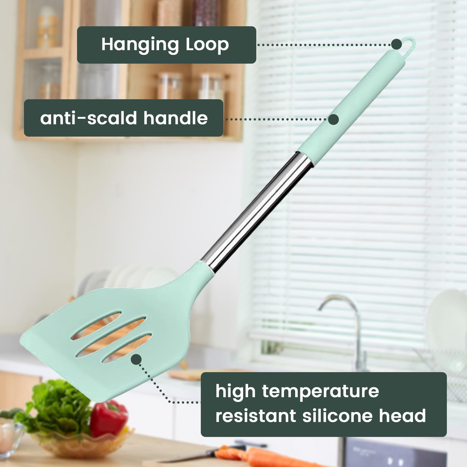 Set Utensili Da Cucina In Silicone YUTUY - 49 Pezzi Con Misurini, Antiaderente, Resistente Al Calore, Grigio Scuro - Foto 11