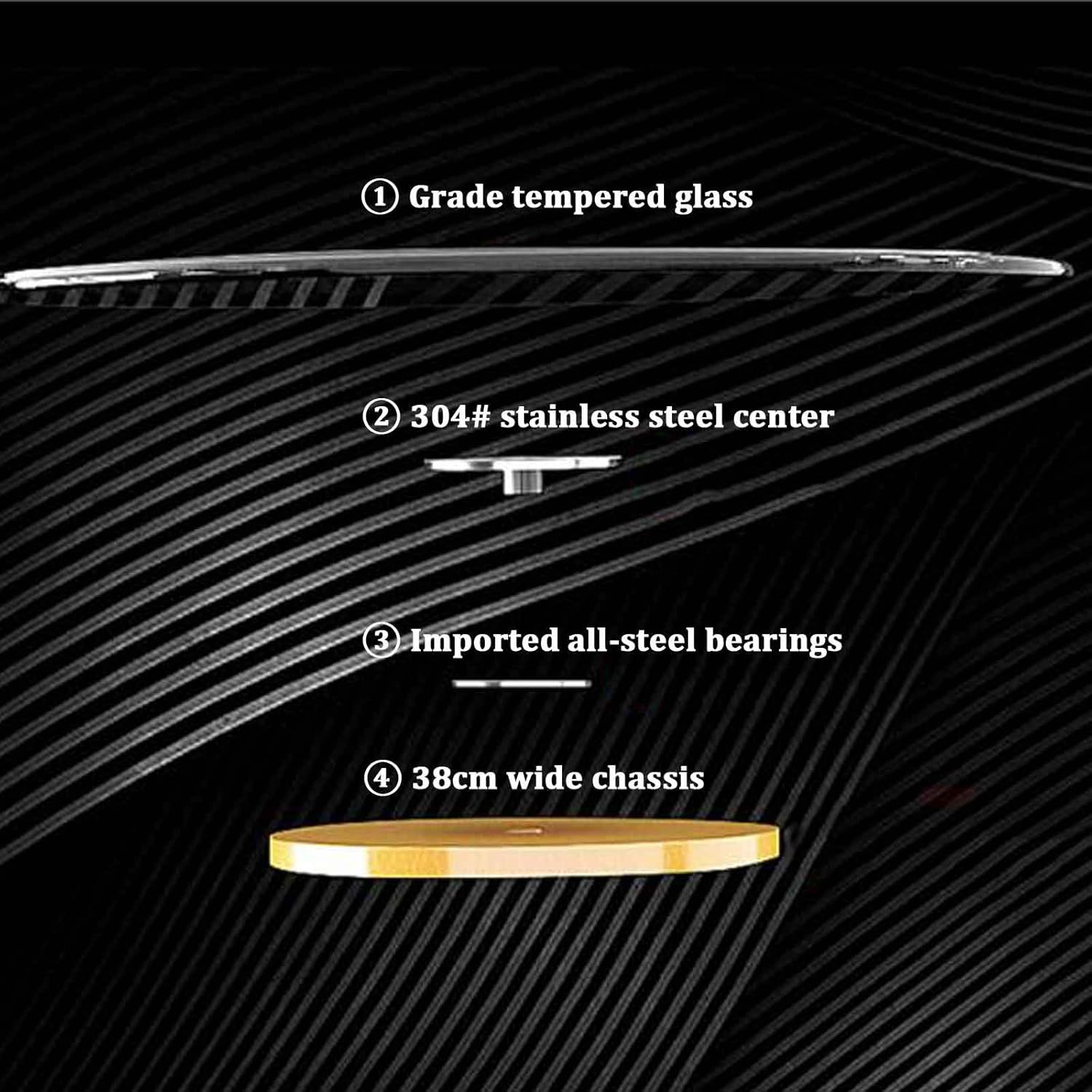 Tempered Glass Lazy Susan Round Tabletop Rotating Serving Tray for Dining Table Aluminum Alloy Bearing 27.5/31.5inch for Dining Table Rotating Tray Easy to Share All Food