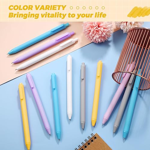 Miniatura 7 de Cholemy Paquete de 24 bolígrafos retráctiles a granel de tinta de gel pastel de 0.020 in, punta fina, tinta negra con agarre, escritura suave para