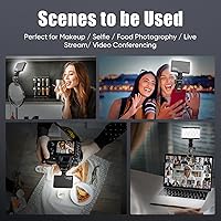 Vista 6 de Luz LED para selfie, luz de llenado de teléfono portátil con clip, ajuste de brillo de 10 niveles, CRI 95+, 3 modos de luz regulables, batería
