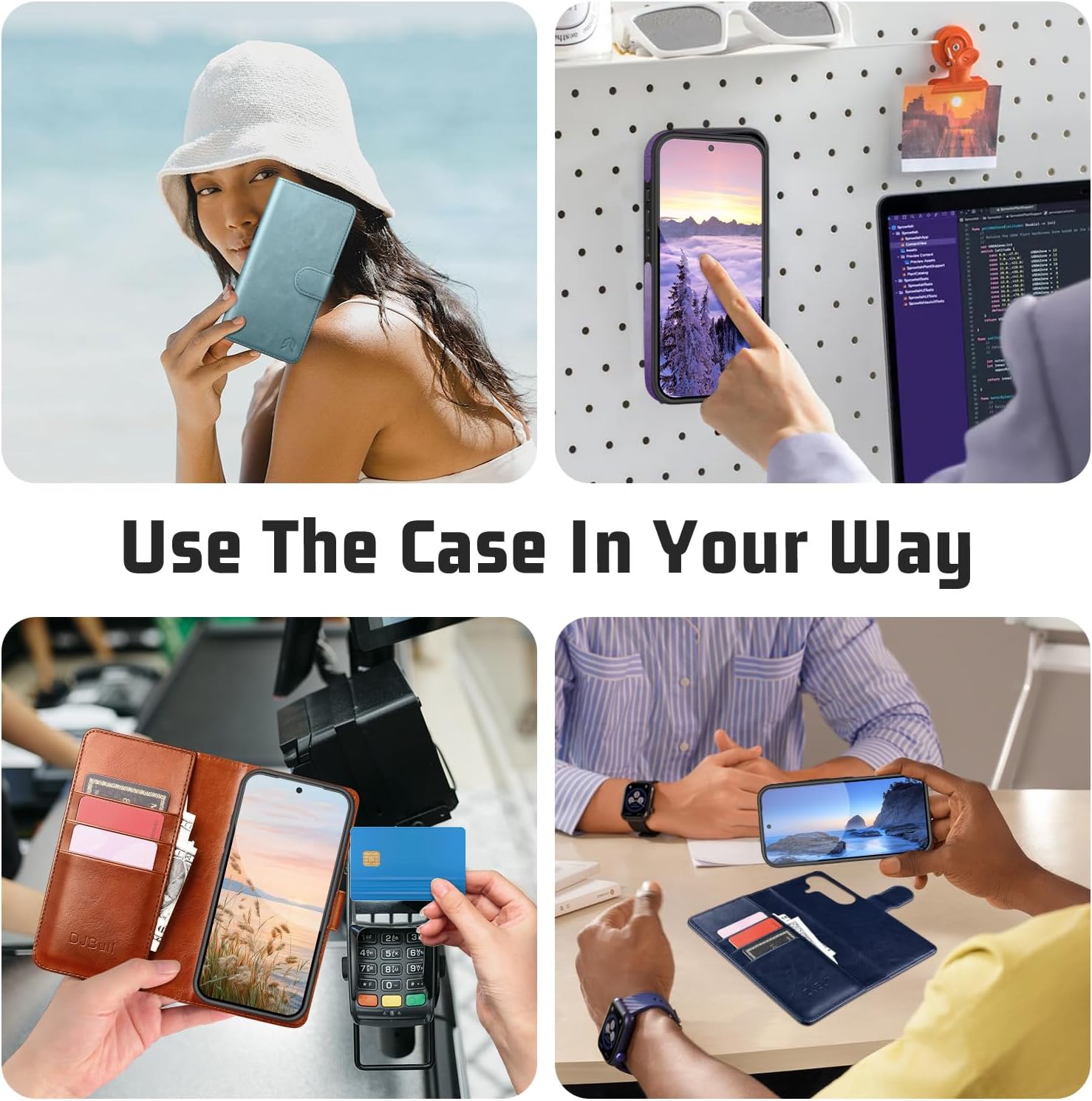 DJBull 2-in-1 Detachable Wallet Case for Samsung Galaxy S26 RFID Blocking Flip Folio with Card Holder | PU Leather Shockproof Protective Cover Women Men for Samsung S26 Phone Case Blue