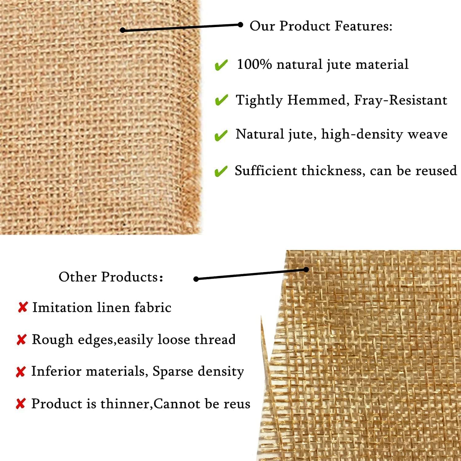 Jute Burlap Table Runner-12'' Wide x 20 Yards Long Burlap Fabric Roll Perfect for Weddings, Table-Runners, Farmhouse-Style Dining Room, Decorations & Crafts.