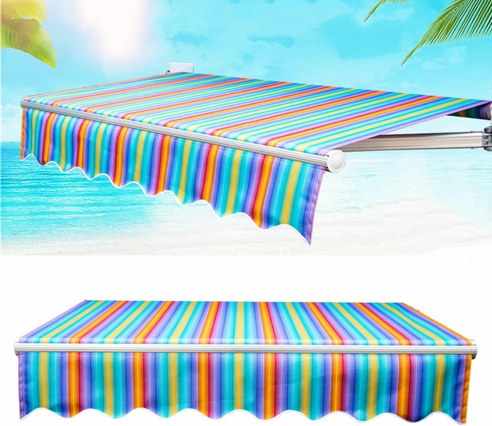 Tissu de pare-soleil imperméable pour auvent de remplacement de terrasse polyester 16x6.5ft