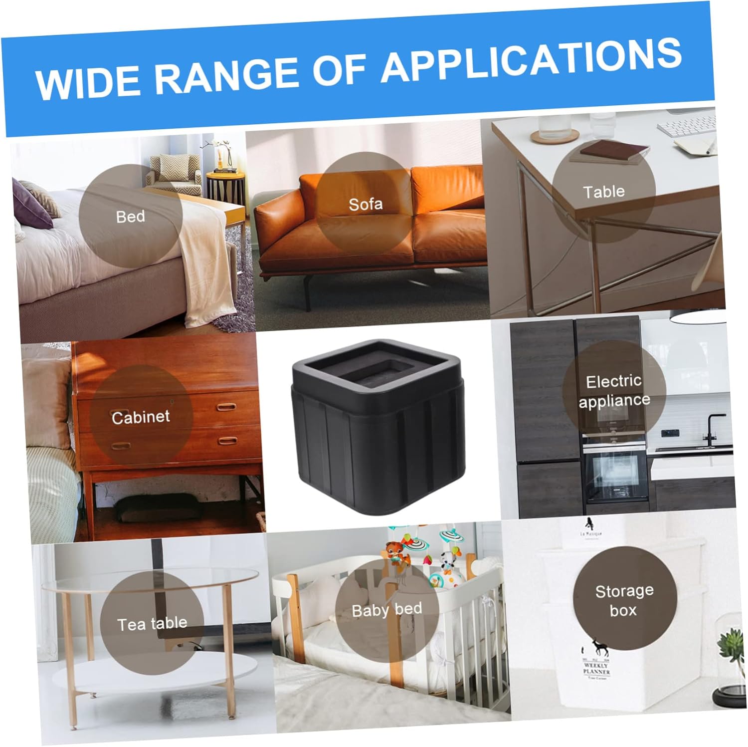 4sets Solid Wheel Mats for Furniture Leg Levelers Non-Slip Pads Easy Install Hardwood Floor Protector