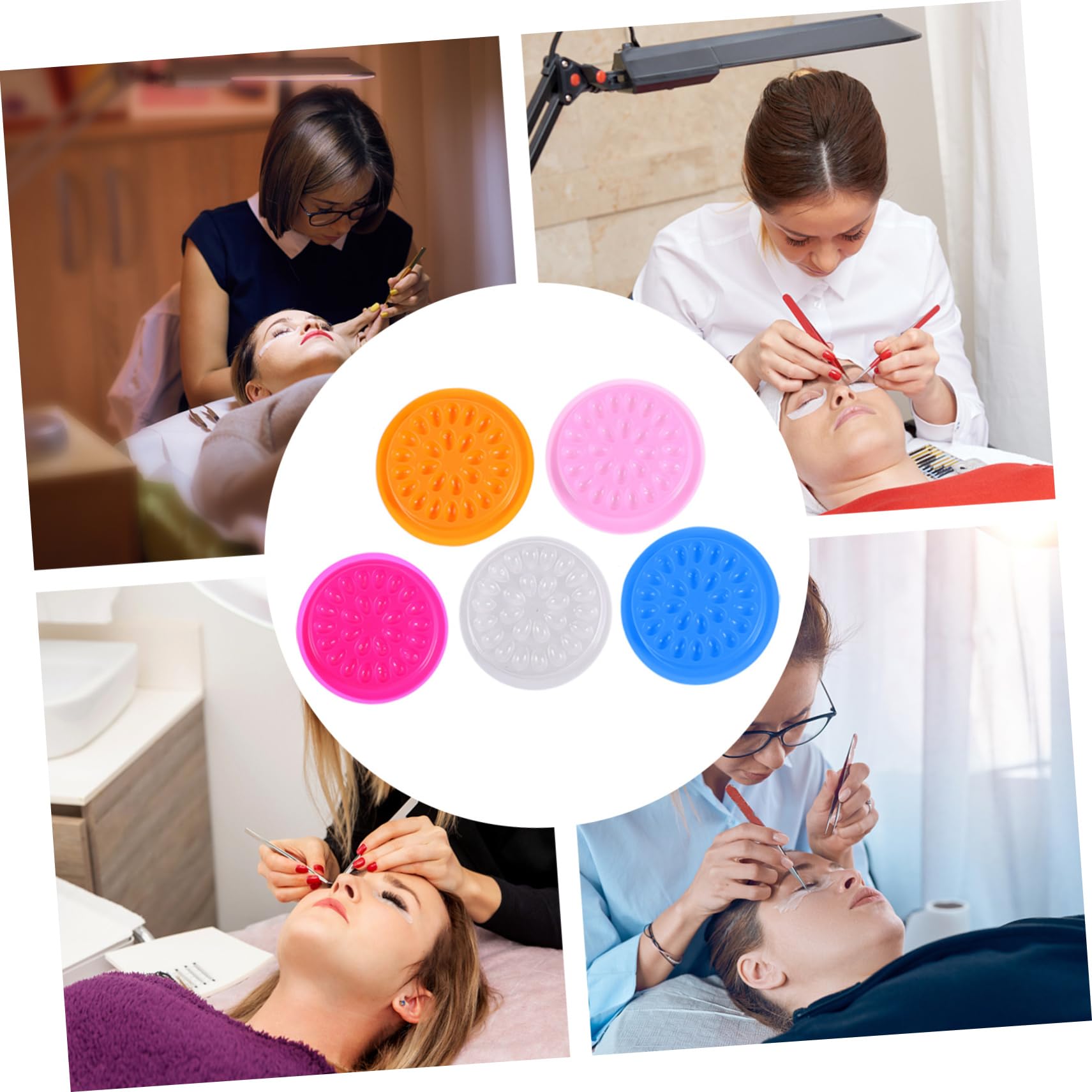 Beavorty 60piezas Para Pestañas Postizas Soporte Para Extensiones De Pestañas Bandeja De Diseño Floral Para Grafting y Aplicaciones De Maquillaje