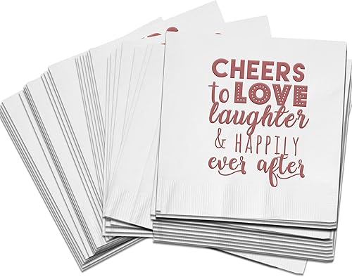 Miniatura 6 de Servilletas de cóctel de boda Cheers To Love Laughter  50 servilletas de boda para recepción  Servilletas de despedida de soltera de 3 capas,