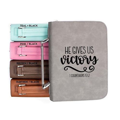 He Gives Us Victory 1 Corinthians 15-57 Faux Leather Bible Cover - #2008