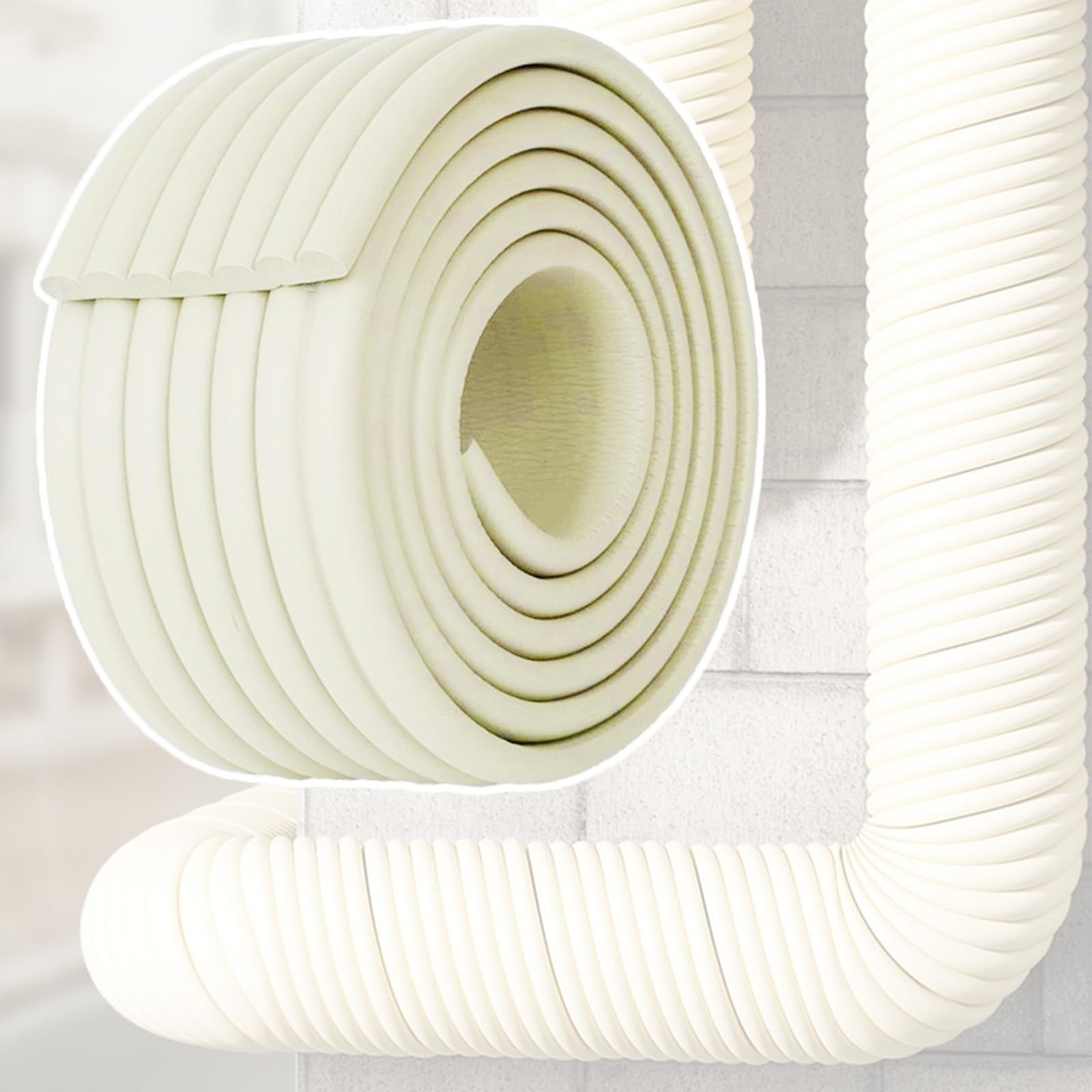 Autoadhesivo Tubo Espuma Aislante, Enrollado en Espiral Coquilla Aislante, Impermeable Aislamiento de Tuberías, Apto para Protección contra Heladas en Invierno(Beige,8cm/3.15in*10m/32.81ft)