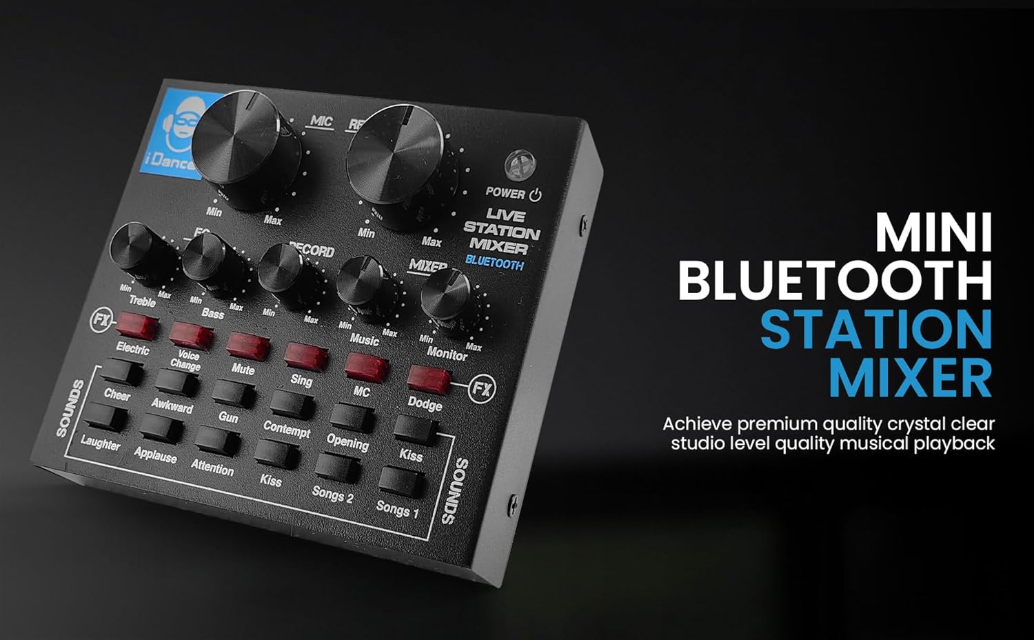 IDANCE Professional Wireless Audio Mixer, 8 Channel BT Wireless Broadcasting and Recording Portable Mixer with Sound Card, Audio Interface Sound Mixer Board with Effects for DJ, Music and Karaoke