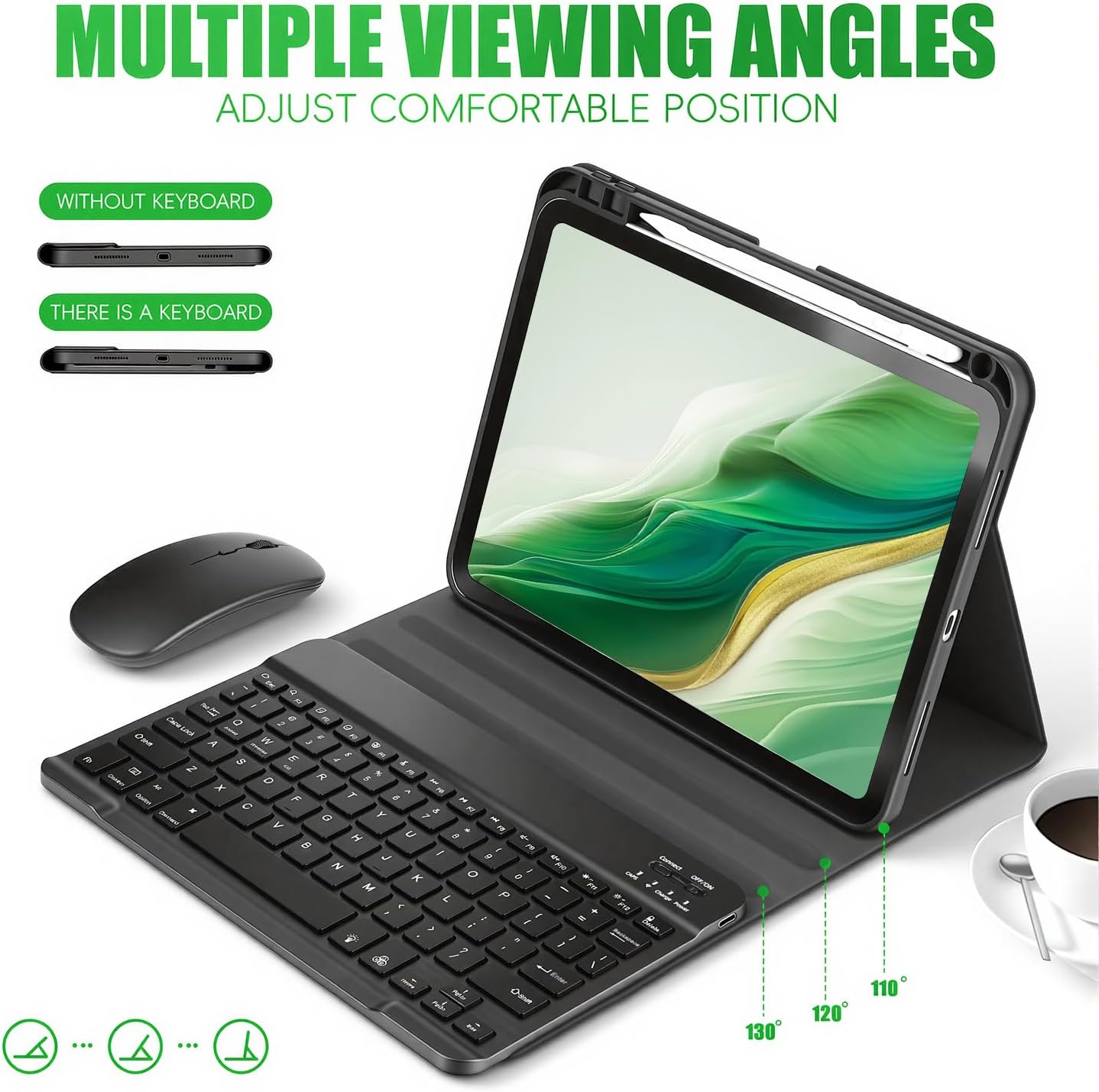 Backlit Keyboard Case for iPad 10th/11th Generation, 7-Color Backlit, Detachable Keyboard, with S Pen Holder and Mouse, for iPad A16 11-inch 2025 Model/10th Generation 10.9-inch 2022 Model