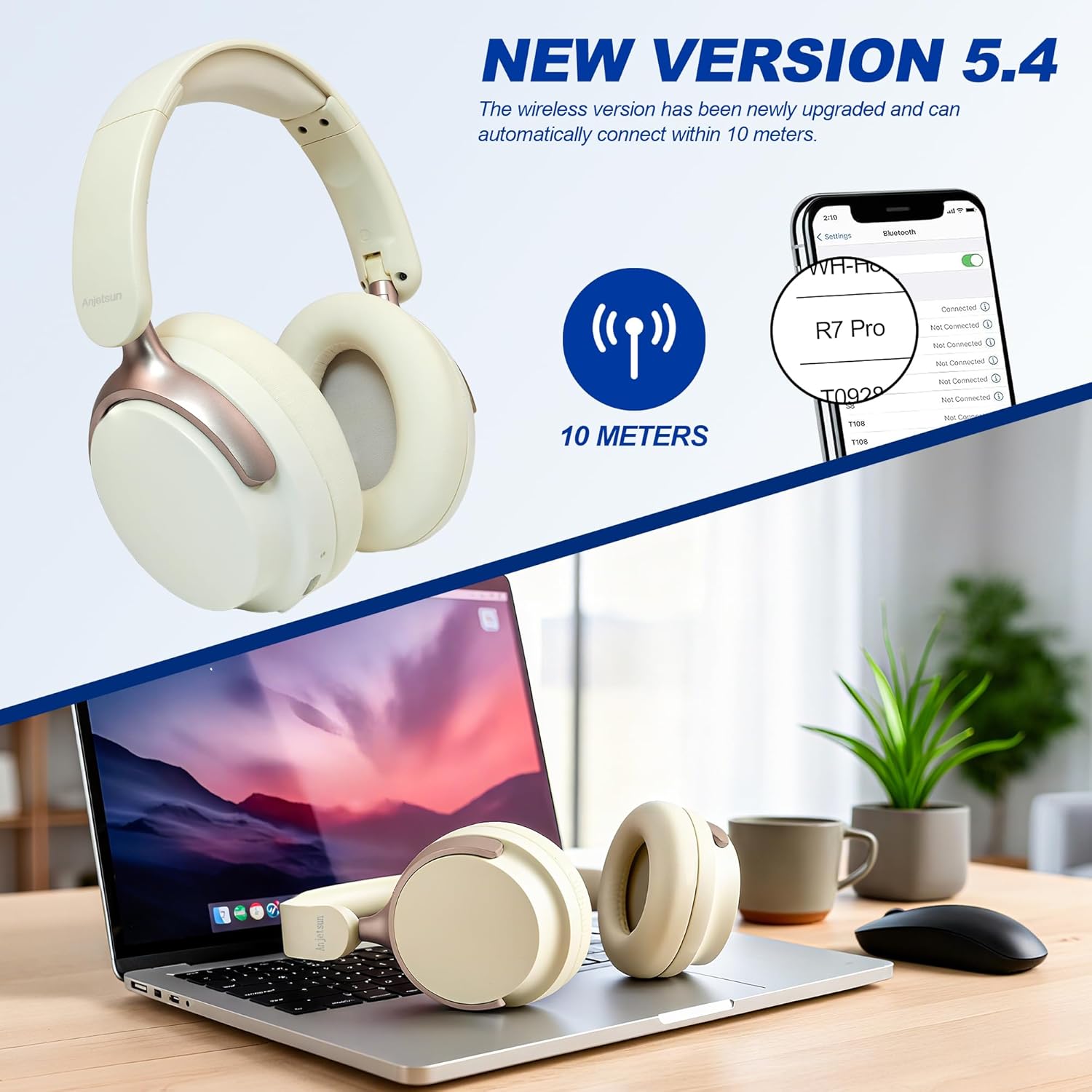 Wireless Headphones Over Ear with ANC, 80H Playtime, Fast Charge, Active Noise Cancelling & Transparency Mode, Comfortable Wireless Headphones for Work & Travel, Built‑in Mic, Foldable Design - Image 7