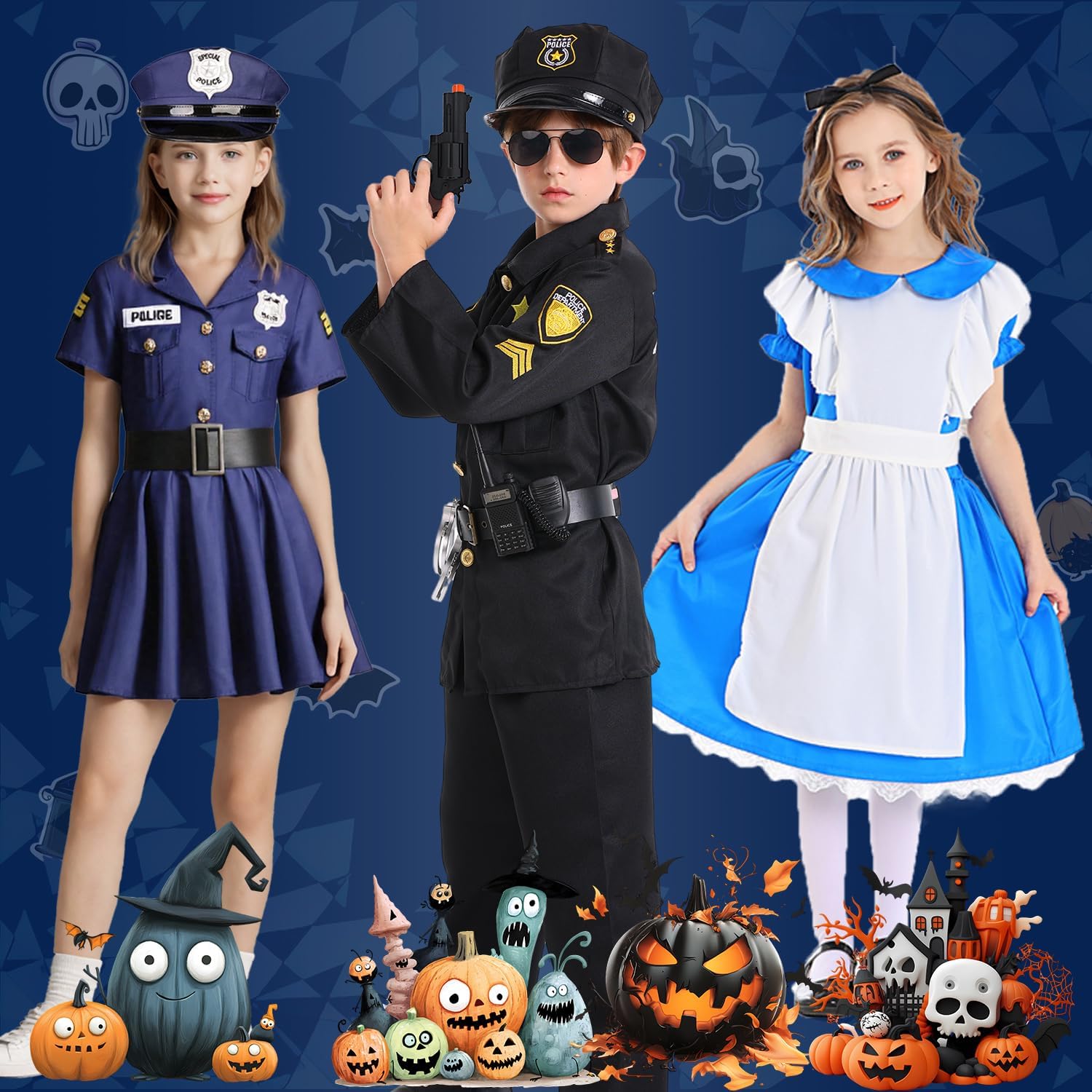 Police Costume for Kids Police Officer Costume for Boys Cop Cosplay Uniform Toddler Halloween Costumes with Gears - Image 7