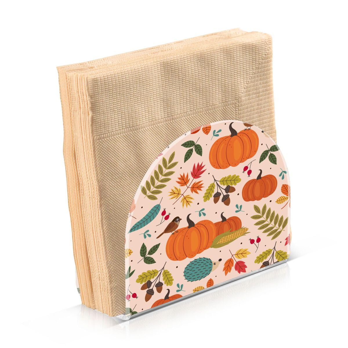 Nander Thanksgiving Pumpkin Napkin Holders for Kitchen,Elegant Acrylic Plate Paper Napkin Holders,Paper Towel Dispenser for Dining, Living Room, Party