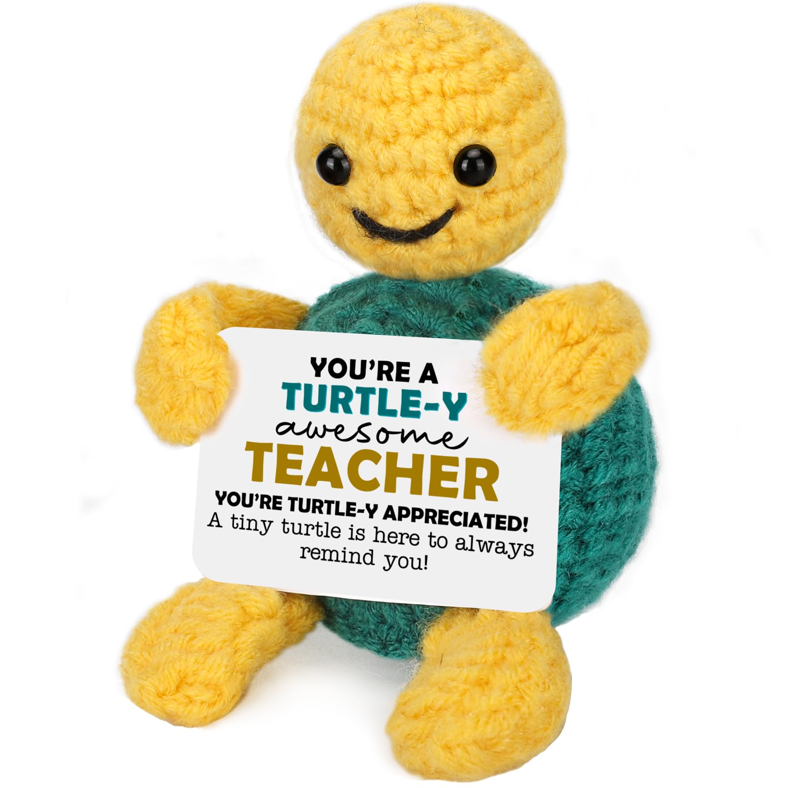 Teacher Appreciation Bulk Gifts for Men Women, Thank You Birthday Graduation Gifts for Teachers, Retirement End of The Year Back to School Present Funny Crochet Turtle Office Desk Decor