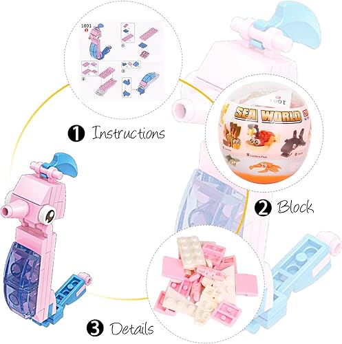 Miniatura 3 de 12 piezas de bloques de construcción de animales marinos, huevos rellenos, recuerdos de fiesta para niños, bloques de construcción STEM juguetes
