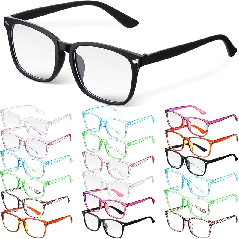 Jerify Paquete de 18 lentes de luz azul para mujeres y hombres | lentes bloqueadoras de luz azul, alivio de la tensión ocular para uso en pantalla de teléfono, TV, lectura, juegos de trabajo, varios pares