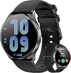 Smartwatch AMOLED 1.43"- Relógio Inteligente com Chamadas Bluetooth, 130+ Esportes, IP68，2 Pulseiras (Preto) - Unissex iOS/Android