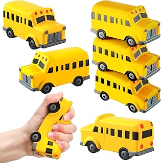 6 Pcs School Bus Stress Toy Gifts Yellow Bus Stress Ball Funny Toy Anxiety Relief Foam Squeeze Balls Appreciation Gifts for Driver Teacher Classrooms Prize Party Favor