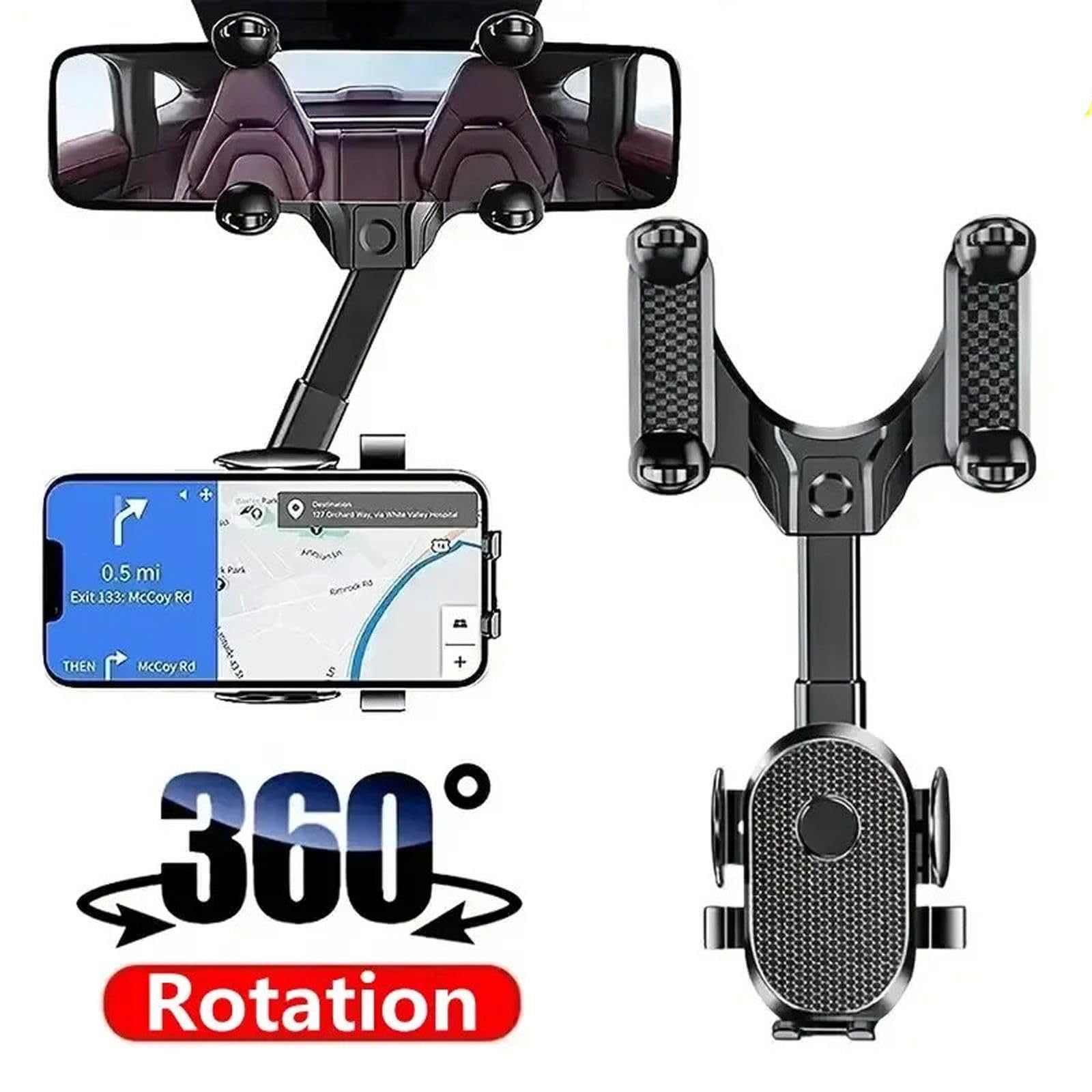 Soporte para teléfono de Coche Soporte de Espejo retrovisor Soporte para teléfono de Coche Soporte de GPS de navegación Soporte de Celular móvil Plegable en el Coche