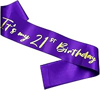 Vista 7 de Banda de cumpleaños número 21, bandas suaves de satén azul con letras plateadas, decoraciones de cumpleaños para niñas o niños, suministros