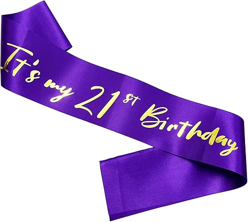 Miniatura 7 de Banda de cumpleaños número 21, bandas suaves de satén azul con letras plateadas, decoraciones de cumpleaños para niñas o niños, suministros