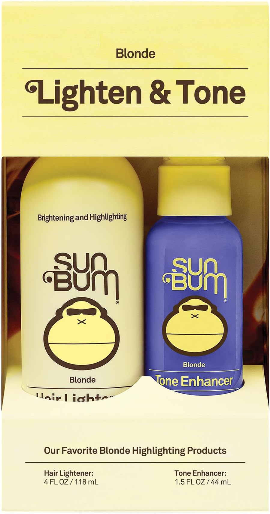 Sun Bum Lighten and Tone Travel Kit - Blonde Hair Lightener and Tone Enhancer - Enhances Hair Color and Shine while Neutralizing Brassy Tones - UV Protecting - Vegan and Cruelty Free (4 oz, 1.5 fl oz)