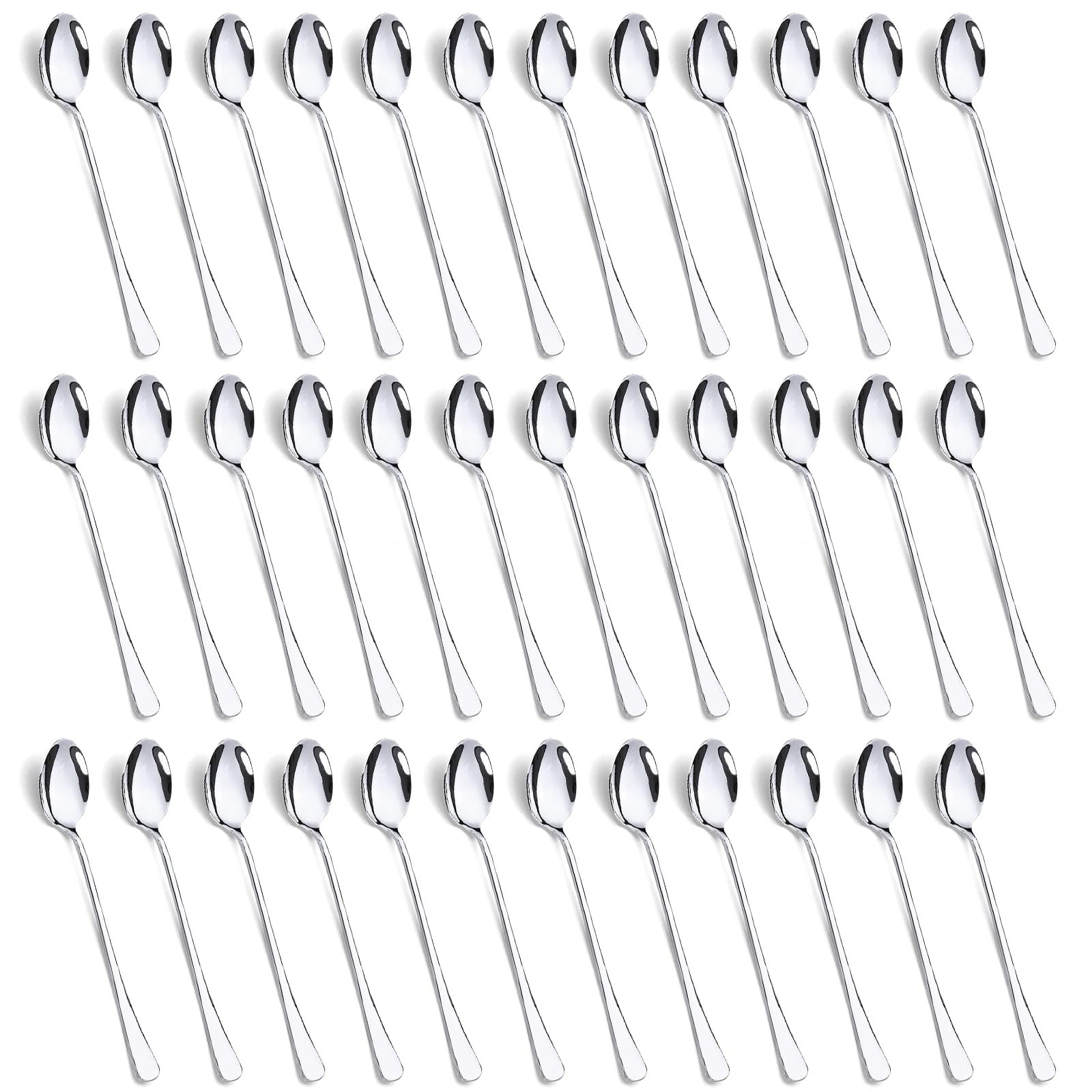 Latte Spoons Set of 36, (19.5cm/7.7inch), Joeczo Stainless Steel Long Teaspoons Set for Sundae/Tea/Ice Cream, Dishwasher Safe, Teaspoons for Home, Kitchen or Restaurant