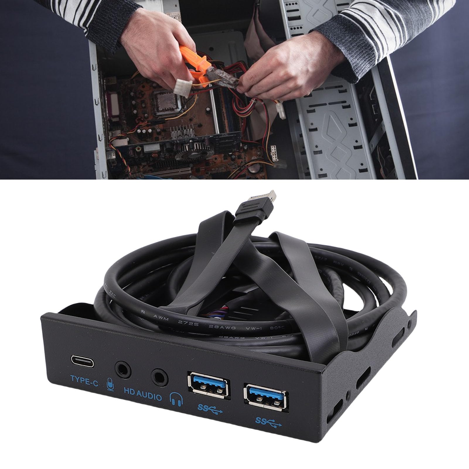 Cocoarm Computer USB Front Panel Hub, 10Gbps Type C HD Sound